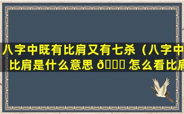 八字中既有比肩又有七杀（八字中比肩是什么意思 🐋 怎么看比肩）